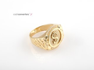 sello oro 18k con piedra con circonita