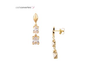 pendientes oro 18k con piedra con circonita