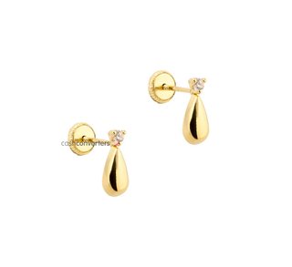 pendientes oro 18k con piedra con circonita