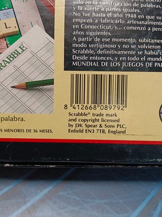 Scrabble. Original. El gran juego de palabras cruzadas. Spear's Games - Borras, en perfecto estado