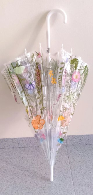 Paraguas Transparente Con Flores a Estrenar