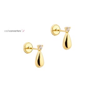 pendientes oro 18k con piedra con circonita