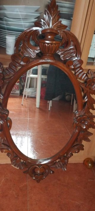 Espejo antiguo madera tallada