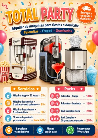 Renta de maquinas para eventos reunión cumpleaños