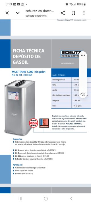 Depósito Gasoil homologado Multitank 1000L