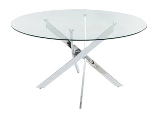 Mesa Comedor Cristal y Metal Redonda