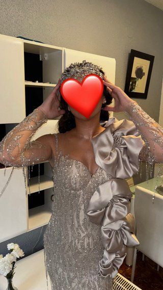 Vestido de boda gitana beige/plata
