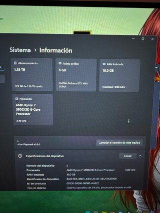 PC Gaming + Monitor ASUS 27” 144Hz + Ratón OP1 8K