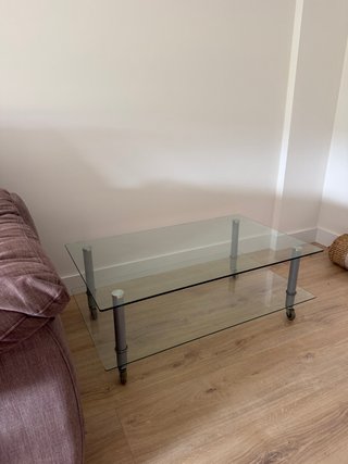 Mesa de centro cristal y metal