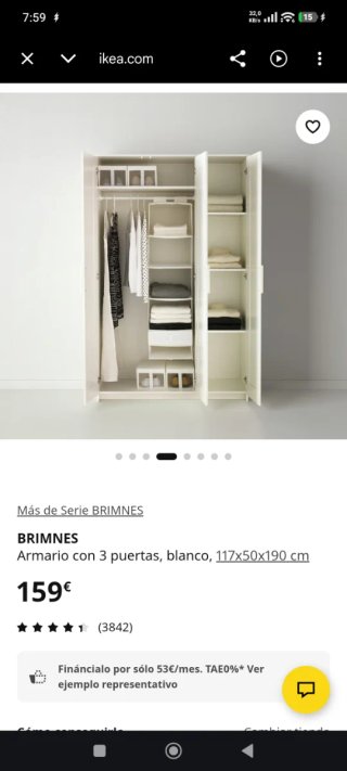 Guardaroba BRIMNES IKEA bianco a 3 ante con specchio