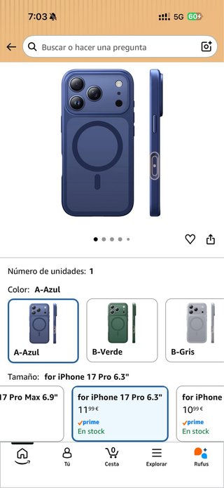 Funda iPhone 17 Pro Azul