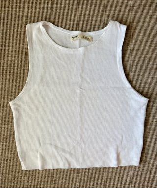 Pack 3 Crop Tops Zara Talla S Beige negro Blanco