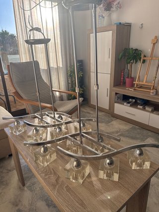 2 lámparas de techo en acero y cristal