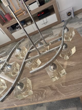 2 lámparas de techo en acero y cristal