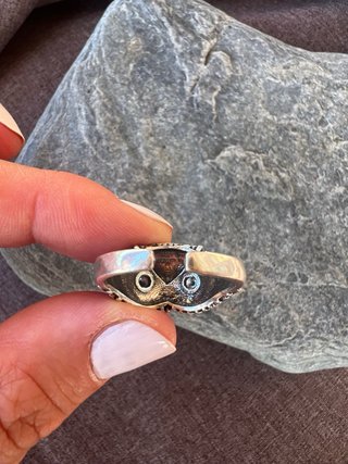 Anello gufo argento 925 con zirconi blu