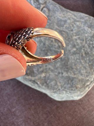 Anello gufo argento 925 con zirconi blu