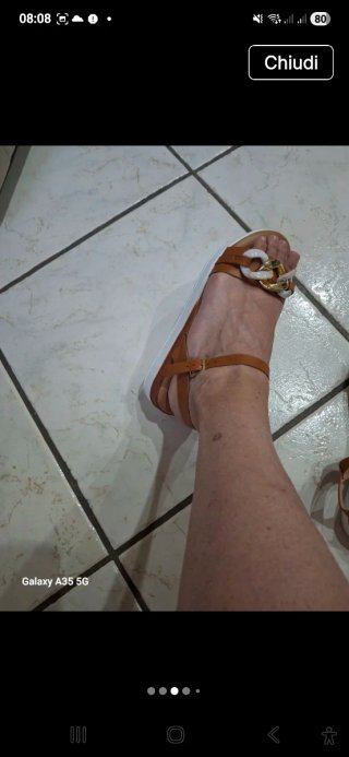 Sandali donna catena oro e cuoio n.39