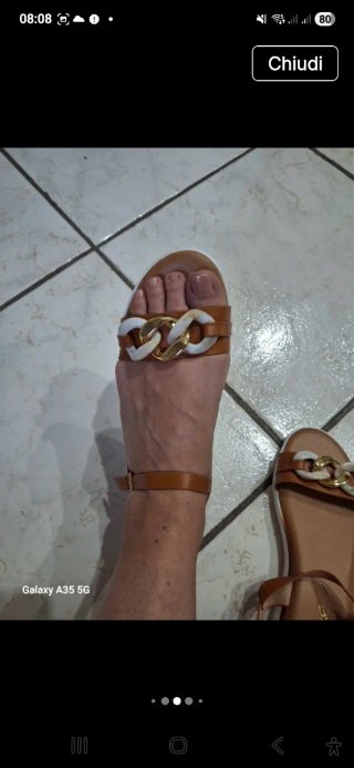 Sandali donna catena oro e cuoio n.39
