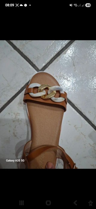 Sandali donna catena oro e cuoio n.39