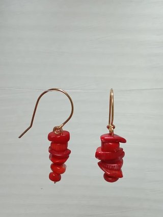 Pendientes Coral Rojo y Acero Inoxidable