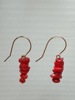 Pendientes Coral Rojo y Acero Inoxidable