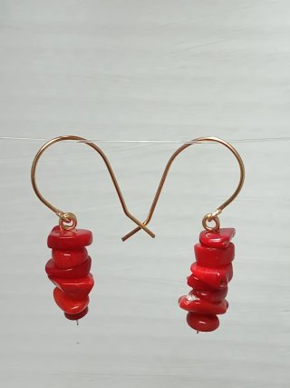 Pendientes Coral Rojo y Acero Inoxidable