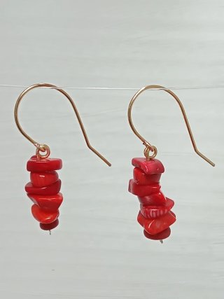 Pendientes Coral Rojo y Acero Inoxidable