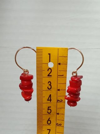 Pendientes Coral Rojo y Acero Inoxidable