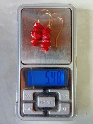 Pendientes Coral Rojo y Acero Inoxidable