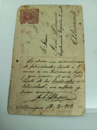 Tarjeta Postal Antigua Valencia Alameda 1918