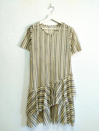 Vestido calado Zara beige y azul
