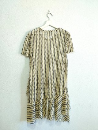 Vestido calado Zara beige y azul