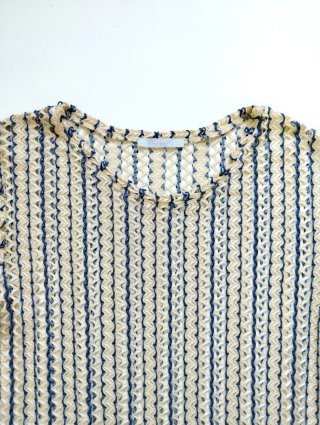 Vestido calado Zara beige y azul