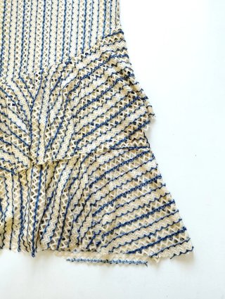 Vestido calado Zara beige y azul