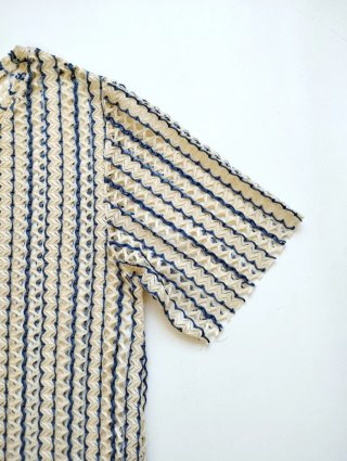 Vestido calado Zara beige y azul