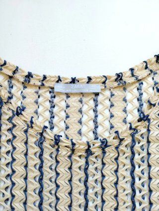 Vestido calado Zara beige y azul