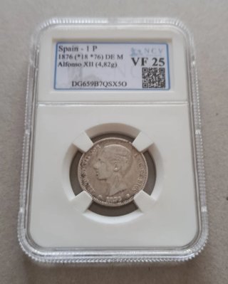 1 Peseta 1876 Alfonso XII VF 25