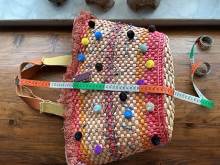 Borsa paglia e pelle multicolor