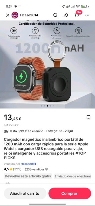 Cargador Apple Watch Series 2-10 Ultra