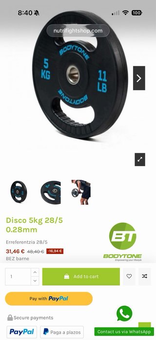 Kit Barra y Discos de Pesas 30 kg en discos