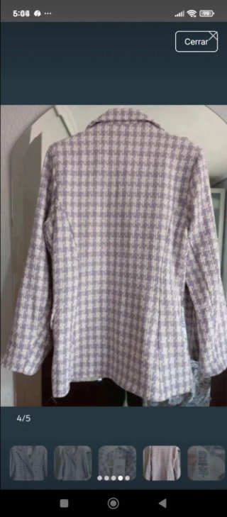 Chaqueta cuadros lila y crema