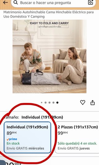 Colchón Hinchable Individual Nalone con Inflador