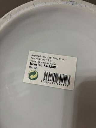 Tarro de porcelana azul y blanco