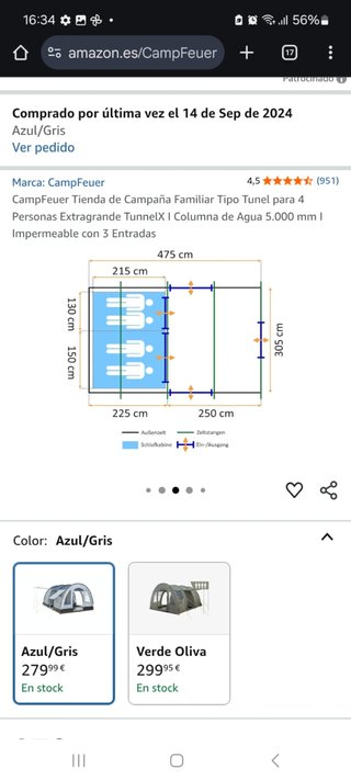 Tienda Campaña Familiar CampFeuer 4-6 Personas