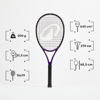 Raqueta de tenis adulto - KUIKMA CONTROL Pro 300 Violeta