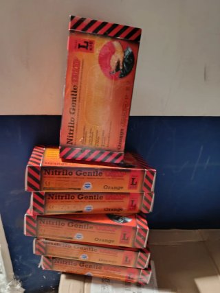 Lote 12 Cajas Guantes Nitrilo Naranja Talla L y S