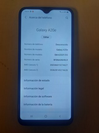Samsung A20e (TF, REACONDICIONADO) 3GB RAM