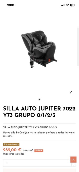 Silla Coche Be Cool Jupiter 7022