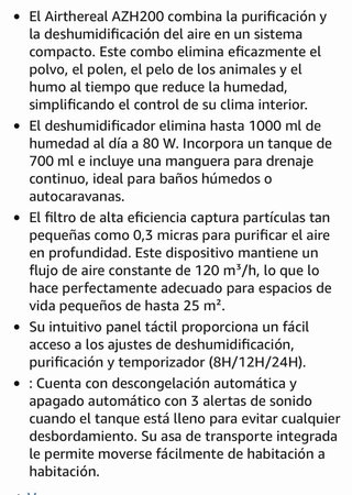 Airthereal AZH200 Deshumidificador y Purificador