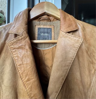 Chaqueta Cuero Camel Mujer M Bershka